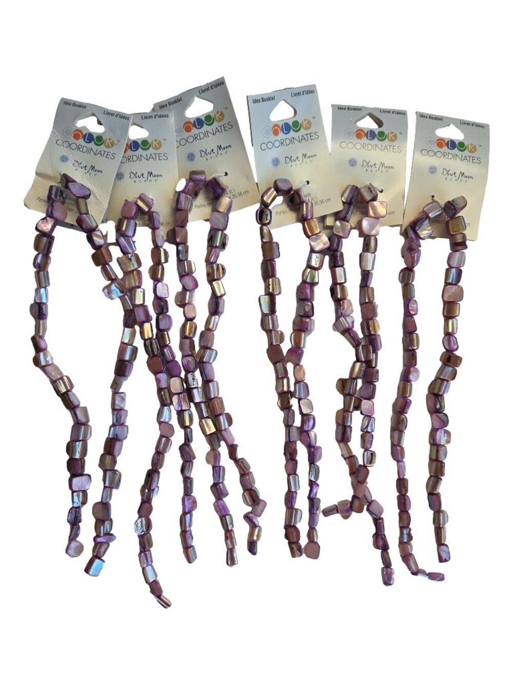 Lot of 6 Vintage Blue Moon Shell Beads 14 inch Purple Triangle Mother of Pearl